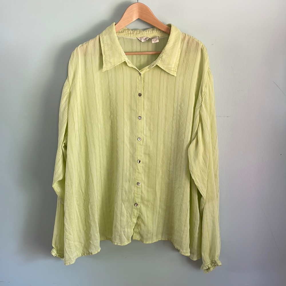 J. Jill silk rayon linen blend button-up blouse